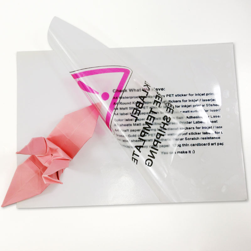 Carta adesiva trasparente A4, stampante adesiva a4, pellicola
